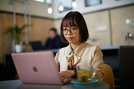 A person working on a laptop