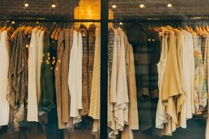 clothes in varying shades of yellow on a rack